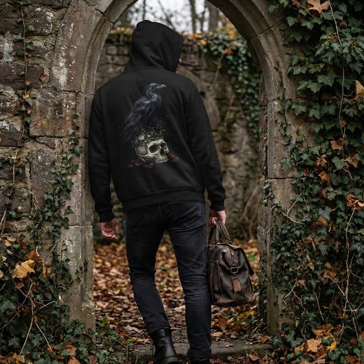 Gothic Raven Skull & Poison Vial Dark Fantasy パーカ
