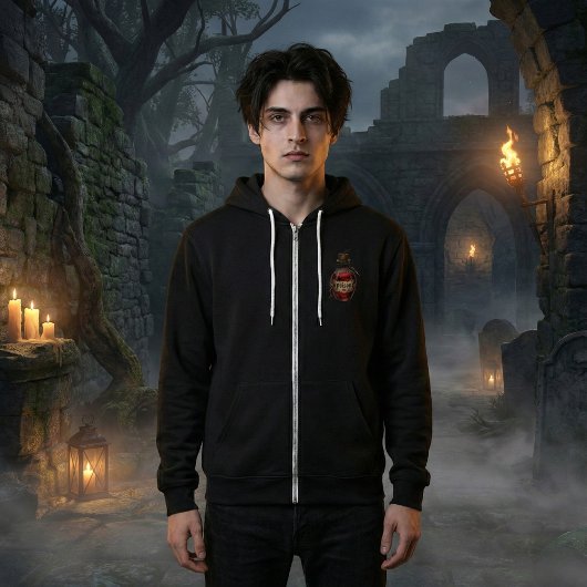 Gothic Raven Skull & Poison Vial Dark Fantasy パーカ