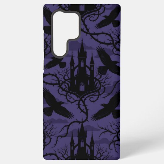 Gothic Raven & Thorn Castle Pattern Phone Case Samsung Galaxyケース (裏面)