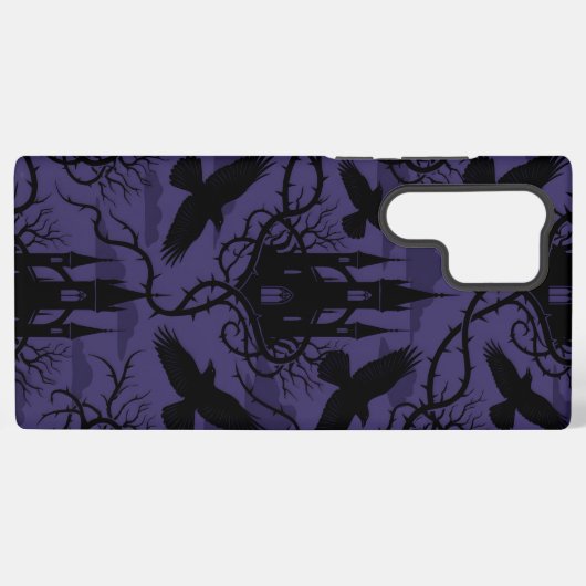 Gothic Raven & Thorn Castle Pattern Phone Case Samsung Galaxyケース (裏面横)