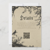 Gothic Raven Tree Engraving Black Tan Wedding 招待状 (裏面)