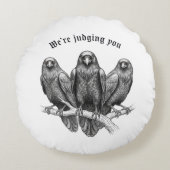 Gothic Raven Trio Judgemental Dark Academia ラウンドクッション (正面)