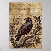 Gothic Raven Vintage Script Dark Academia ポスター (正面)
