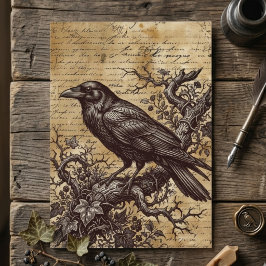 Gothic Raven Vintage Script Dark Academia Greeting カード