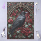 Gothic Raven with Holly and Berries 薄葉紙 (クラフト)