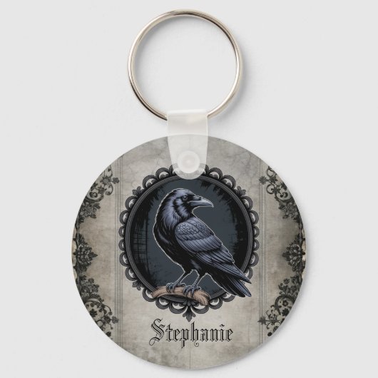 Gothic Raven with Name キーホルダー (正面)