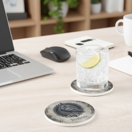 Gothic Raven with Name コースター