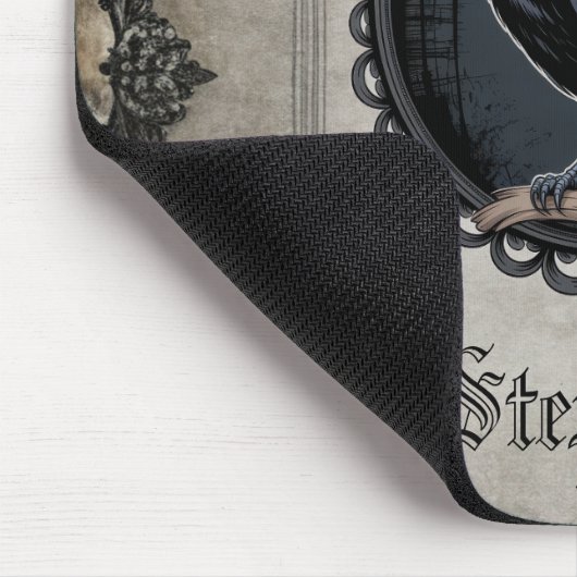 Gothic Raven with Name マウスパッド (コーナー)