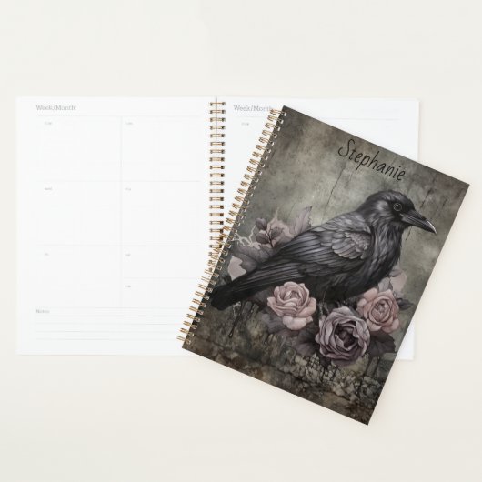 Gothic Raven with Roses Dark Daily Planner プランナー手帳 (ディスプレー)
