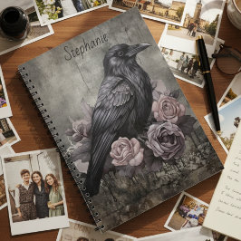 Gothic Raven with Roses Dark Photo Notebook ノートブック