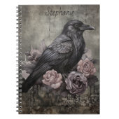 Gothic Raven with Roses Dark Photo Notebook ノートブック (正面)