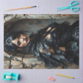 Gothic Raven Woman Decoupage Paper 薄葉紙 (クラフト)