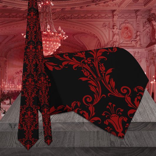 Gothic Red Acanthus Leaf Wedding ネクタイ