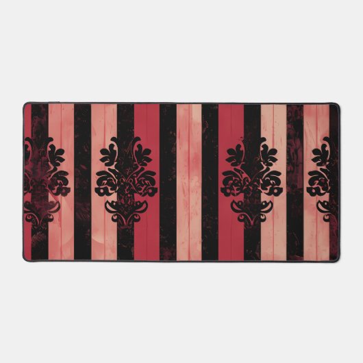 Gothic Red & Black Damask Desk Mat デスクマット (正面)