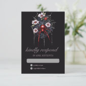 Gothic Red & Black Floral Spider Web Handfasting 出欠カード (スタンド正面)