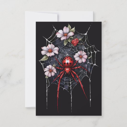 Gothic Red & Black Floral Spider Web Handfasting 出欠カード (裏面)