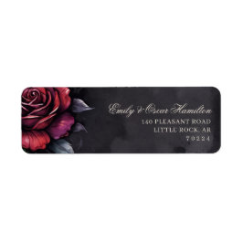 Gothic Red & Black Rose Elegant Return Address ラベル