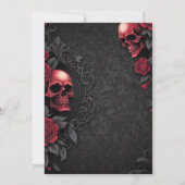 Gothic Red & Black Skull & Rose Bridal Shower 招待状 (裏面)