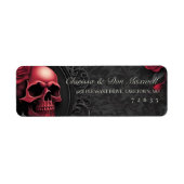 Gothic Red & Black Skull & Rose Return Address ラベル (正面)