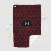 Gothic Red Damask Rose Monogram ゴルフタオル (インサイチュ)