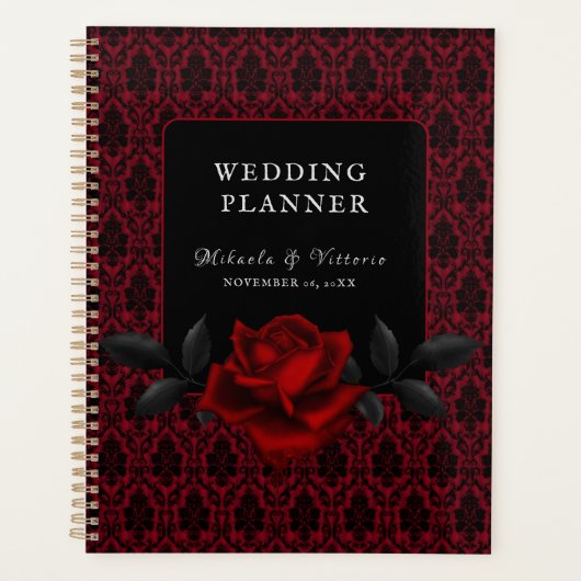 Gothic Red Damask Rose Wedding プランナー手帳 (正面)