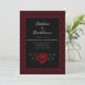 Gothic Red Damask Rose Wedding 招待状 (スタンド正面)