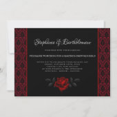 Gothic Red Damask Rose Wedding Invitation 招待状 (正面)