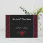 Gothic Red Damask Rose Wedding Invitation 招待状 (スタンド正面)
