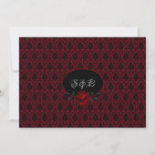 Gothic Red Damask Rose Wedding Invitation 招待状 (裏面)
