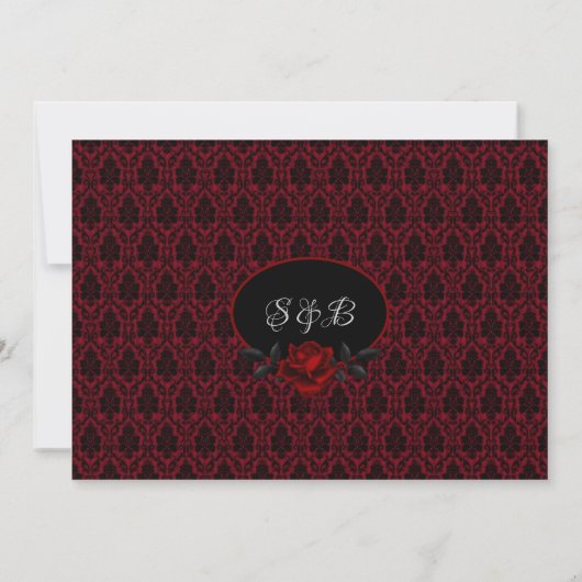 Gothic Red Damask Rose Wedding Invitation 招待状 (裏面)