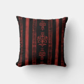 Gothic Red Damask Stripe Pattern  クッション (正面)