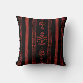 Gothic Red Damask Stripe Pattern  クッション