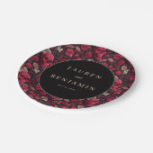 Gothic Red Floral Skulls ペーパープレート (アングル)