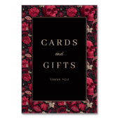 Gothic Red Floral Skulls Border テーブルナンバー (裏面)