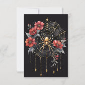 Gothic Red & Gold Floral Spider Web Handfasting 出欠カード (裏面)