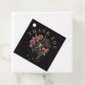 Gothic Red & Gold Floral Spiderweb Thank You フェイバータグ (インサイチュ)