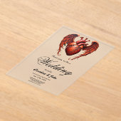 Gothic Red Heart with Roses – Dark Romantic  アクリル招待状 (レイダウン)