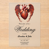 Gothic Red Heart with Roses – Dark Romantic  アクリル招待状 (正面)