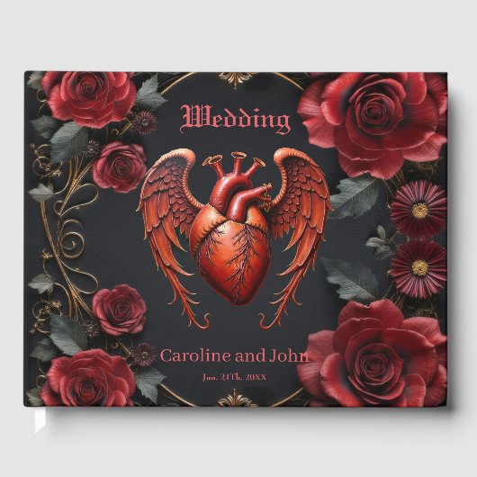 Gothic Red Heart with Roses – Dark Romantic  ゲストブック (正面)