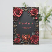 Gothic Red Heart with Roses – Dark Romantic サンキューカード (スタンド正面)