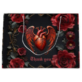 Gothic Red Heart with Roses – Dark Romantic  ラージペーパーバッグ (正面)
