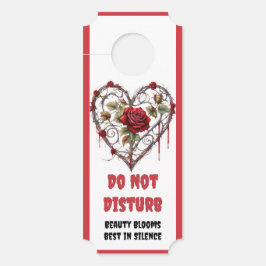 Gothic Red Rose Heart Vine Artwork ドアノブサイン