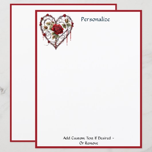 Gothic Red Rose Heart Vine Artwork Personalized (正面/裏面)