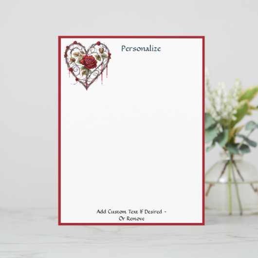 Gothic Red Rose Heart Vine Artwork Personalized (スタンド正面)