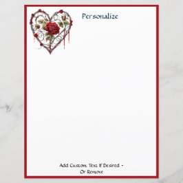 Gothic Red Rose Heart Vine Artwork Personalized