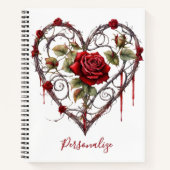 Gothic Red Rose Heart Vine Artwork Personalized ノートブック (正面)