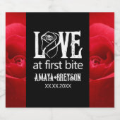 Gothic Red Rose Love at First Bite Wedding スパークリングワインラベル (シングルラベル)