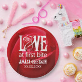 Gothic Red Rose Love at First Bite Wedding ペーパープレート (パーティー)