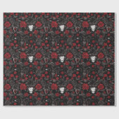 Gothic Red Roses and Skulls ラッピングペーパー (フラット)
