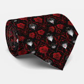 Gothic Red Roses Silver Hearts  ネクタイ (ロール)